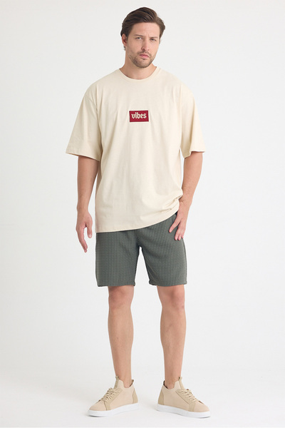 gothamvibes Erkek Relaxed 003 Oversize Krem T-Shirt