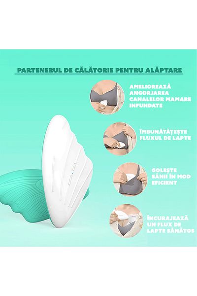CYBERDUST Aparat de masaj pentru alaptare, CYBERDUST, 3 Moduri De Incalzire, 6 Vibratii, Alaptare Fara Durere