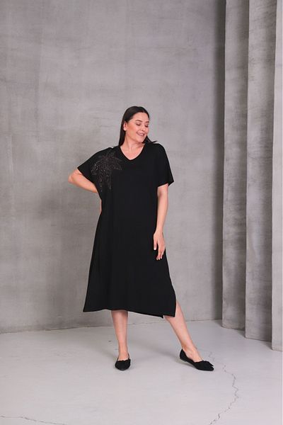 Esina Viscose Oversize Dress with Stone Detail