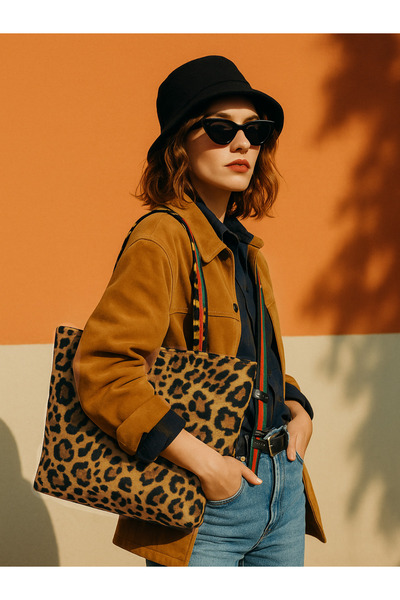 Elory Grace حقيبة كبيرة الحجم بنمط الفهد