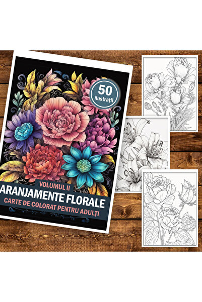 Legendary Gifts Carte de colorat pentru adulti, 50 de ilustratii, Aranjamente...