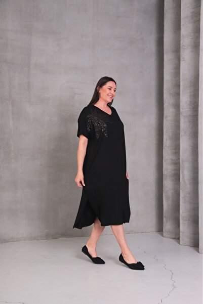 Esina Viscose Oversize Dress with Stone Detail
