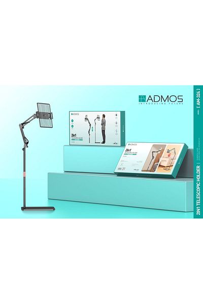 ADMOS ADMOS AM-324 2-in-1 Telescopic Tablet and Mobile Phone Holder, Multi-Purpose