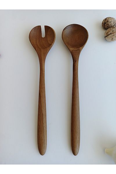 AYSAN Handmade Walnut Wood Spoon Fork Serving Set.