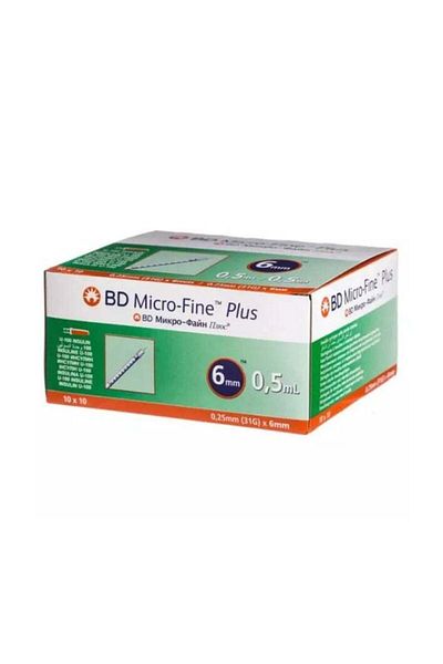 Bd Micro-Fine Plus Insulin Syringes, Needle for Diabetes Patients, 0.5ml 6mm