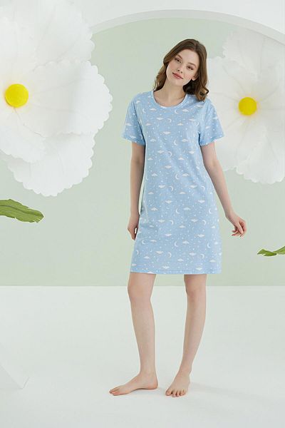NBB Women's Blue Nightgown 100% Cotton