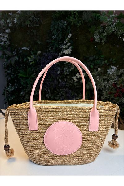 MaVaux Paris Wicker Leather Λεπτομερής τσάντα παραλίας με επένδυση