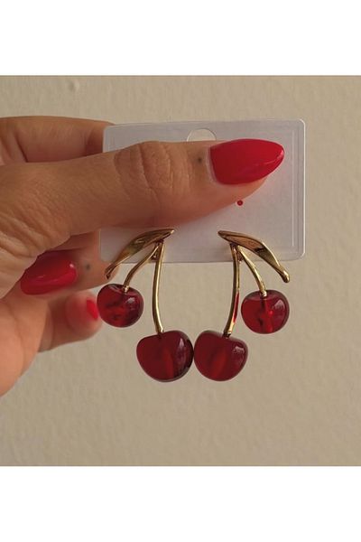 AychaAksesuar Steel Vip Series Cherry Earrings