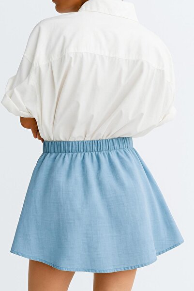 HAKKE Dokuma Müslin % 100 Pamuklu Mini Etek