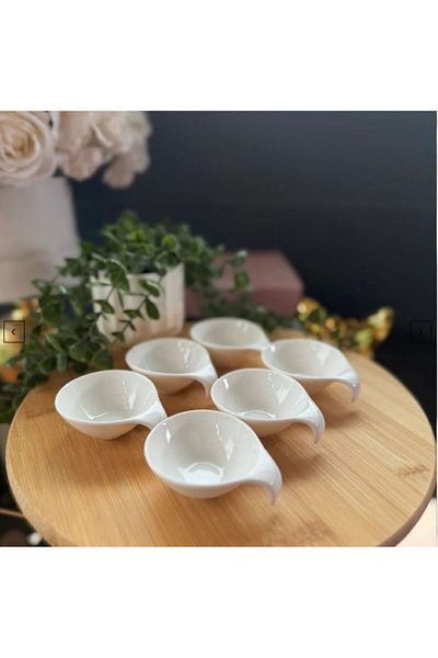 hinezahome Porcelain Presentation Bowl with Holder 6 Pieces