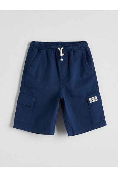 LC Waikiki Pantaloni scurți cargo pentru băiat din amestec de in cu talie elastică (S5)