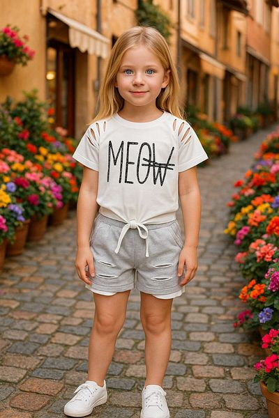 ABİYEKİDS Tied Detailed Girls Shorts Set Aby224
