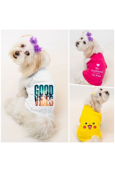 Buddy Store Cat & Dog Outfit Clothes Outfits - Different Printed Package Series 3 Pieces Single Price