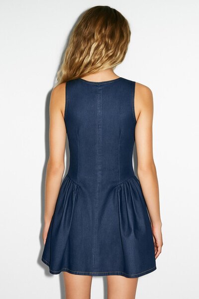 HAKKE Mini rochie din denim cu fermoar evazat