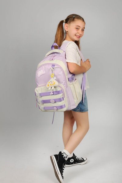 WMİLANO Licensed Twil Column Daily Lilac Backpack, School Backpack with Plush Toy Gift