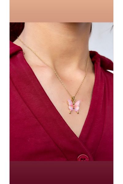 İNN JEWELLERY Stainless Steel Necklace with Butterfly Figure (2 YEARS IMPORTER GUARANTEE)