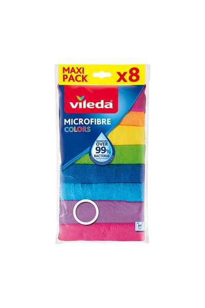 Vileda Set of 8 Vileda Microfibre Colors 18597 cloths, multifunctional, 30 x 30 cm, absorbent, multicolor