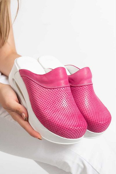 BLUMSABOTERLİK Genuine Leather Women's Orthopedic Sabo Anatomical Sole Casual-Comfortable Slippers (at Home, at Work, on the Street, Anywhere)