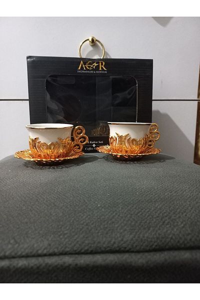 E orient Turkish Coffee Presentation Set 2 Piece Metal Coffee Cup Set