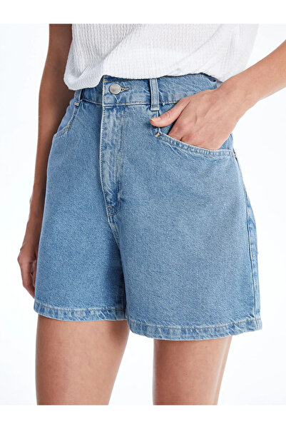 LC Waikiki Lcw Jeans Indigo Women's Elastic Waist Straight Jean Shorts