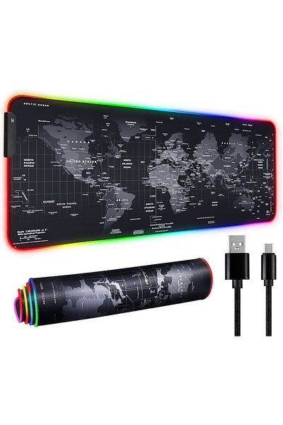 WELSMAR Mousepad Gaming Profesional, Iluminare Led, 12 Moduri, 7 Culori, Baza Cauciucata, Anti-alunecare