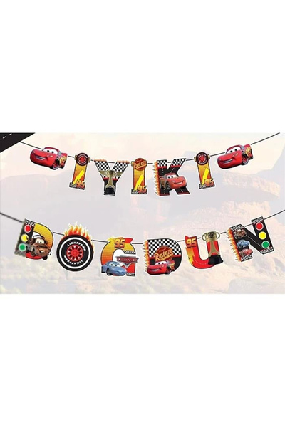 ZENVİVA Cars Cars (Lightning Mcqueen) Character Happy Birthday Banner