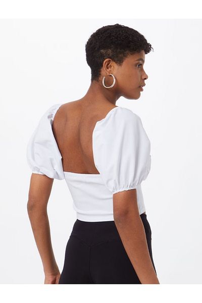 FEMME LUXE - White crop top with puffed shoulders