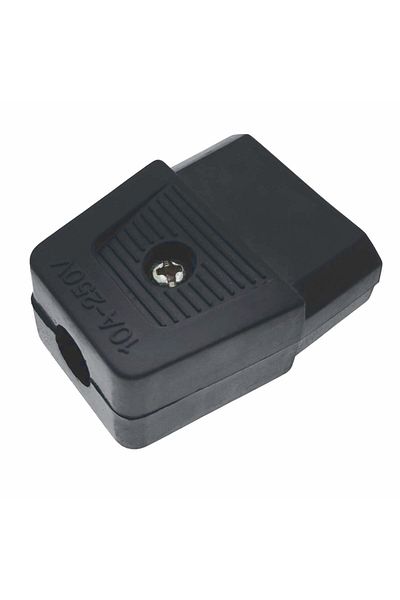 OEM L-type coupler CEI 23-16/VII, Italy, 10A, with right outlet, black