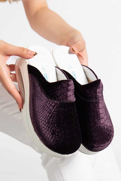 BLUMSABOTERLİK Velvet Women's Orthopedic Sabo Casual and Comfortable Slippers (at Home, at Work, on the Street, Anywhere)