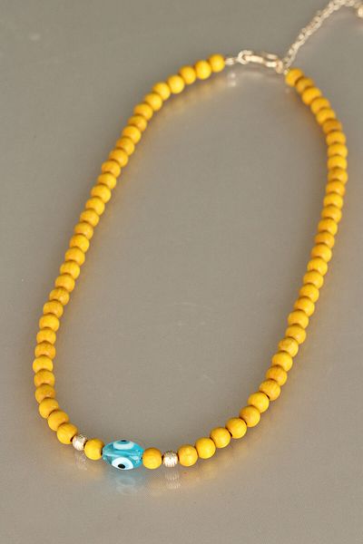 BESKAR Yellow Color Wooden Beaded Women's Necklace