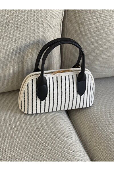 BAGLOVİS Long Strap Fabric Women's Shoulder Bag with Hook Detail on the Front En28 Boy14