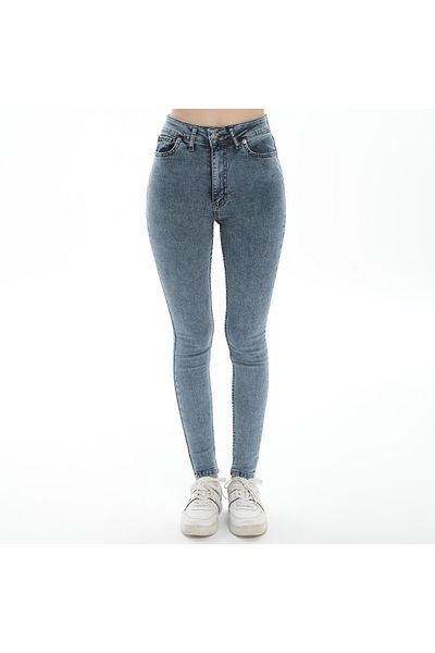 BEES JEANS Pantaloni de blugi skinny albastru deschis cu talie înaltă