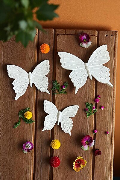 BAYRAMPASAHOBİM Ham Polyester 3'lü Çizgili Kelebek Seti