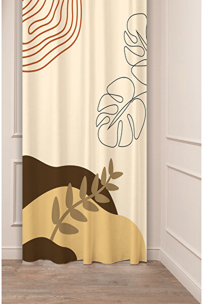 GREENDECOR ستارة خلفية مطبوعة رقمية بتصميم خاص منقوشة باللون البيج الكريمي ال...