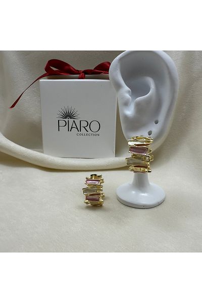 Piaro Collection Colorful Jewelled Hoop Steel Earrings