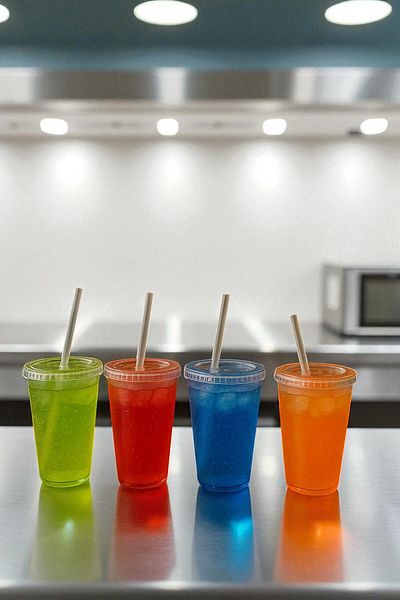 NY HOME Set of 4 600 ml Soft Drink Glasses with Straws