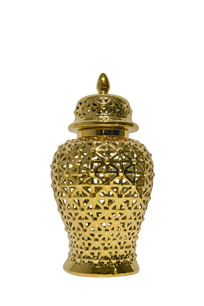 Lara Decor Gold Delikli Seramik Küp Büyük Boy