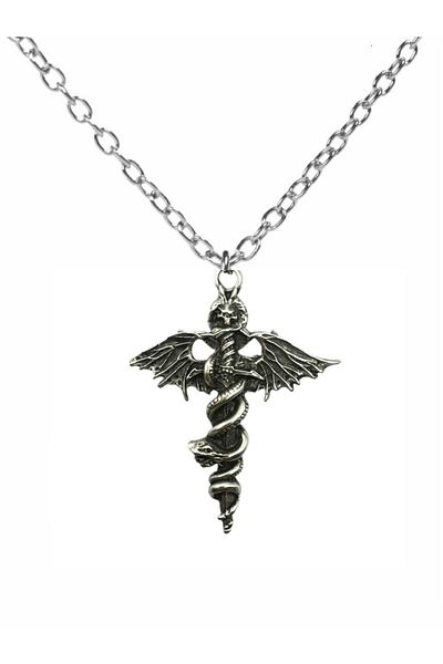 Herşey Nota Unisex Necklace with Sword, Bat and Snake Figures – Gothic Power and Mystery Themed Design with 60 cm Chain