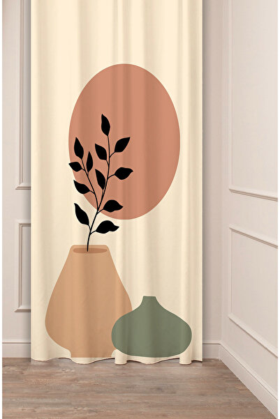 GREENDECOR زهرية بوهيمية بسيطة باللون البيج الكريمي منقوشة بتصميم خاص مطبوع ر...