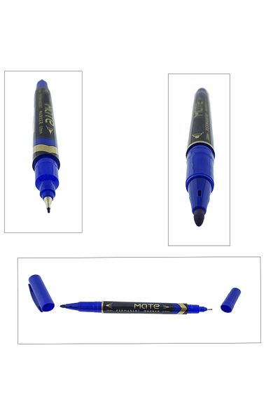 OEM Marker permanent albastru cu 2 vârfuri, 0,5 mm și 1 mm, pentru diverse suprafețe
