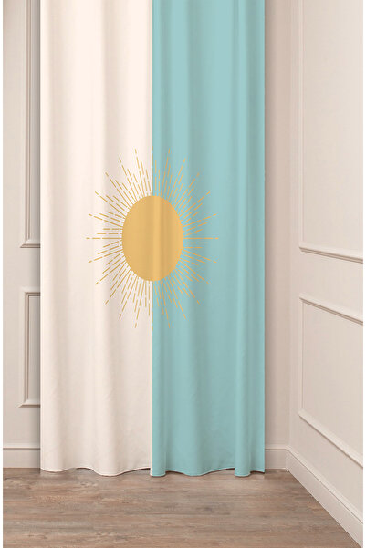 GREENDECOR Sun Beige Cream Turquoise Blue Minimalist Bohemian Pattern Special...