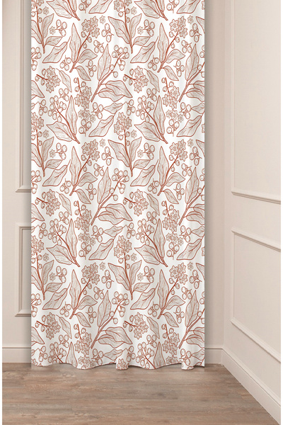 GREENDECOR Leaf Fruit Flower Beige Cream Patterned Special Design Digital Pri...