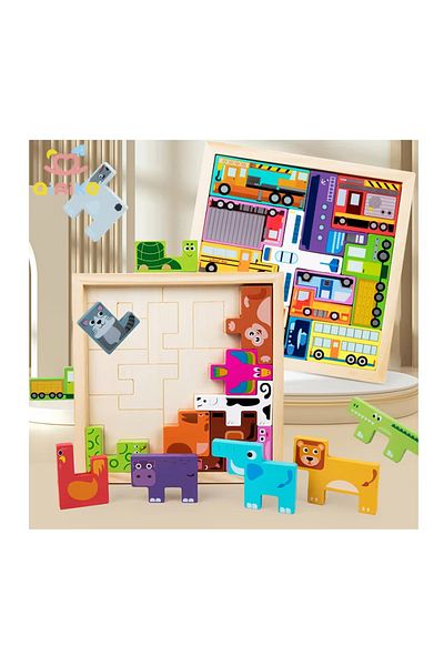 Noname Wooden Puzzle - Tetris - Vehicles