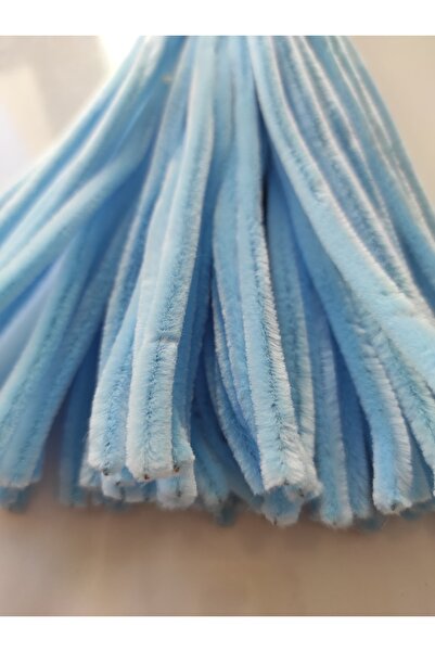 Butik 50 Adet Buz Mavisi Şönil, Çiçek Yapımına Uygun Tüylü Tel, 30 Cm 6 Mm