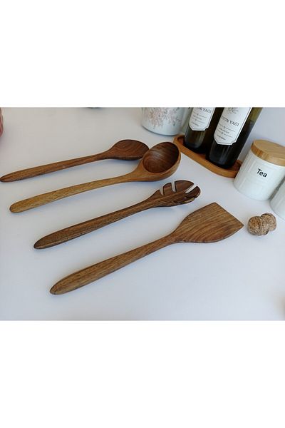 AYSAN Walnut Wood Handmade Spoon Serving Set.