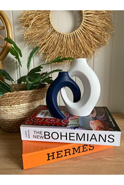 Porselian Set de 2 vaze Ipoză iubite |   Accesoriu decorativ boem |   Obiect modern de aspect ceramică