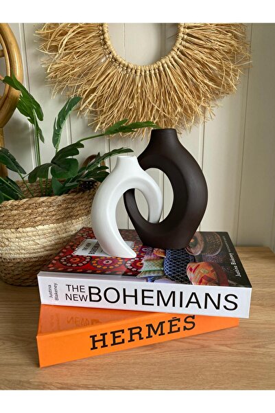 Porselian Set de 2 vaze boeme maro alb Ivy Lover