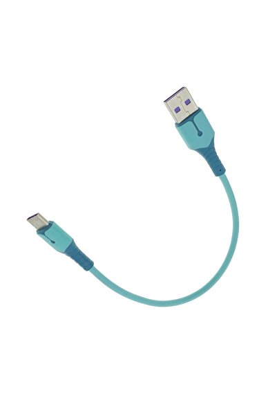 OEM Cablu de încărcare rapidă premium, LED, USB 2.0 mascul la USB tip C, cauciuc lichid moale, 25 cm, 3A, albastru