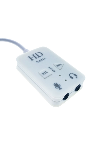 OEM USB sound card, Virtual 7.1 Channel, with 2 x 3.5mm female Jack output, control buttons, LED, white