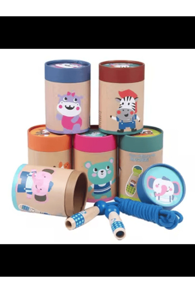 Noname Coardă de sărit reglabilă din bumbac cu mâner din lemn - culoare aleat...